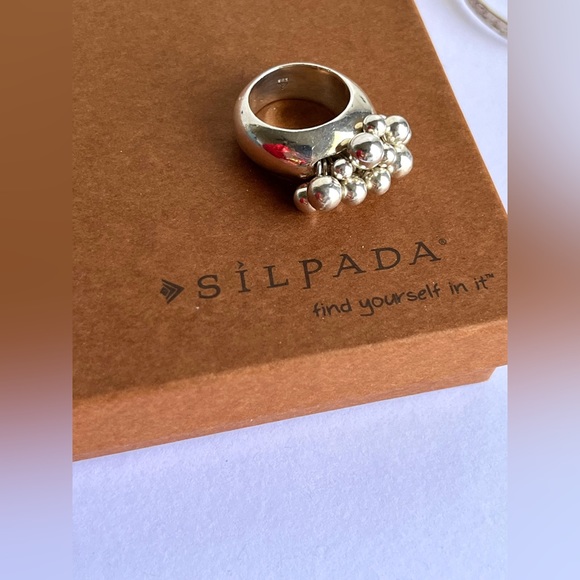 SILPADA retired Small  Sterling Silver Cha Cha Bead Ball Ring - Picture 1 of 3